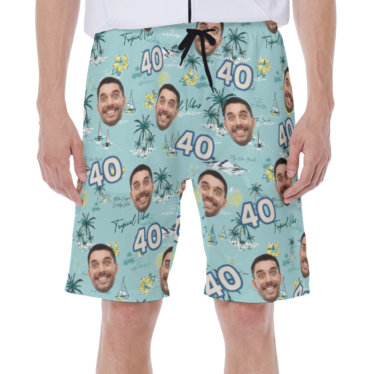 Custom Face Birthday Tropical Blue Hawaiian Swimwear For Summer - variant image 1