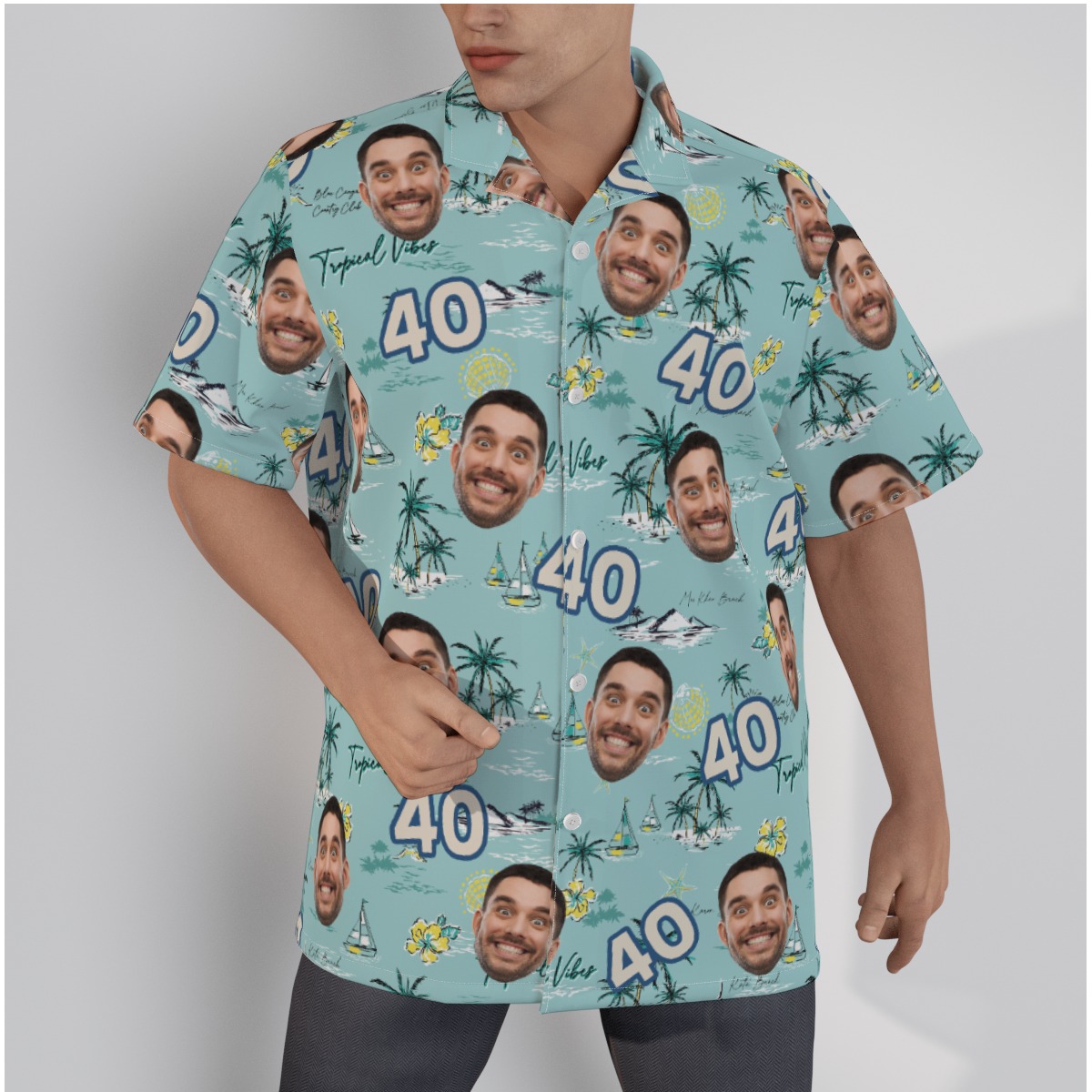 Happy Birthday Custom Face Tropical Hawaiian Shirt - variant image 1