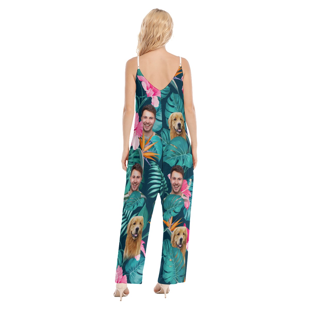 Women's Custom Face Floral Hawaiian Jumpsuit