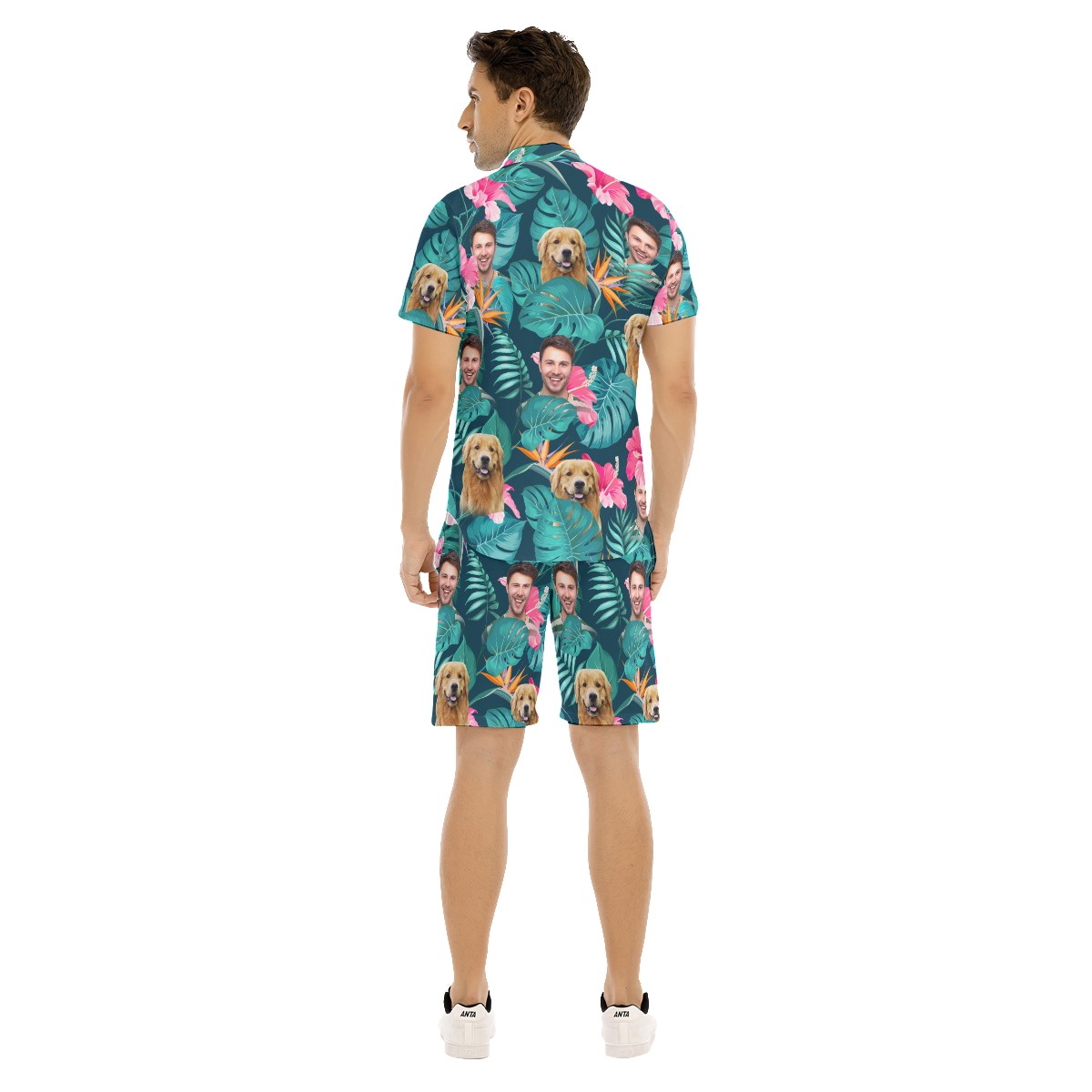 Men's Custom Face Floral Hawaiian Shirt Set