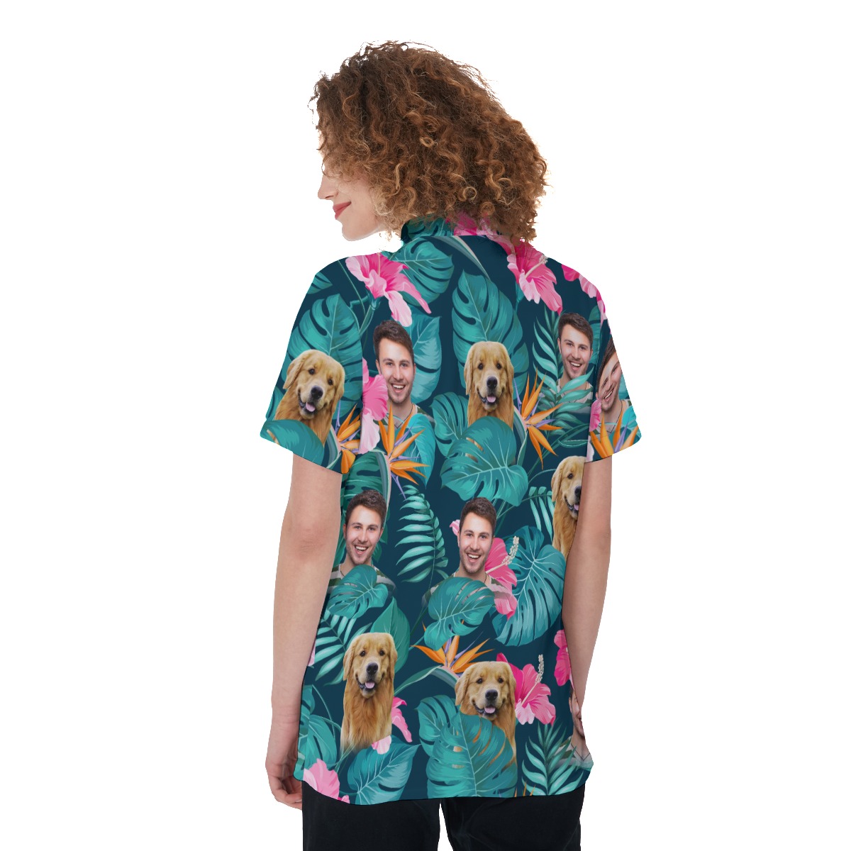 Women's Floral Custom Face Hawaiian Polo Shirt