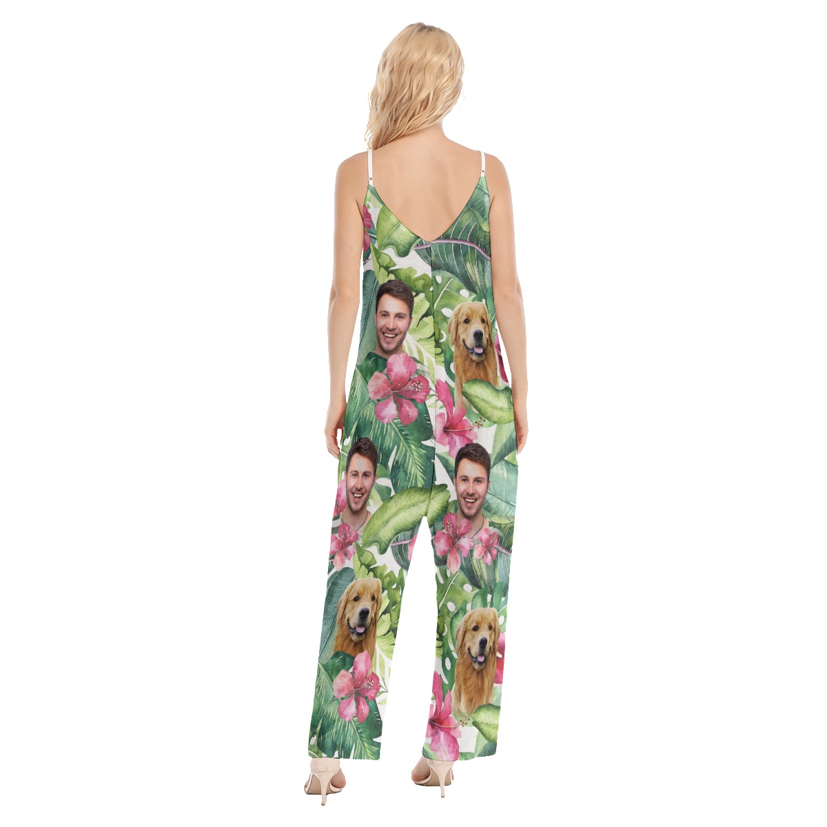 Custom Face Floral Women's Hawaiian Jumpsuit