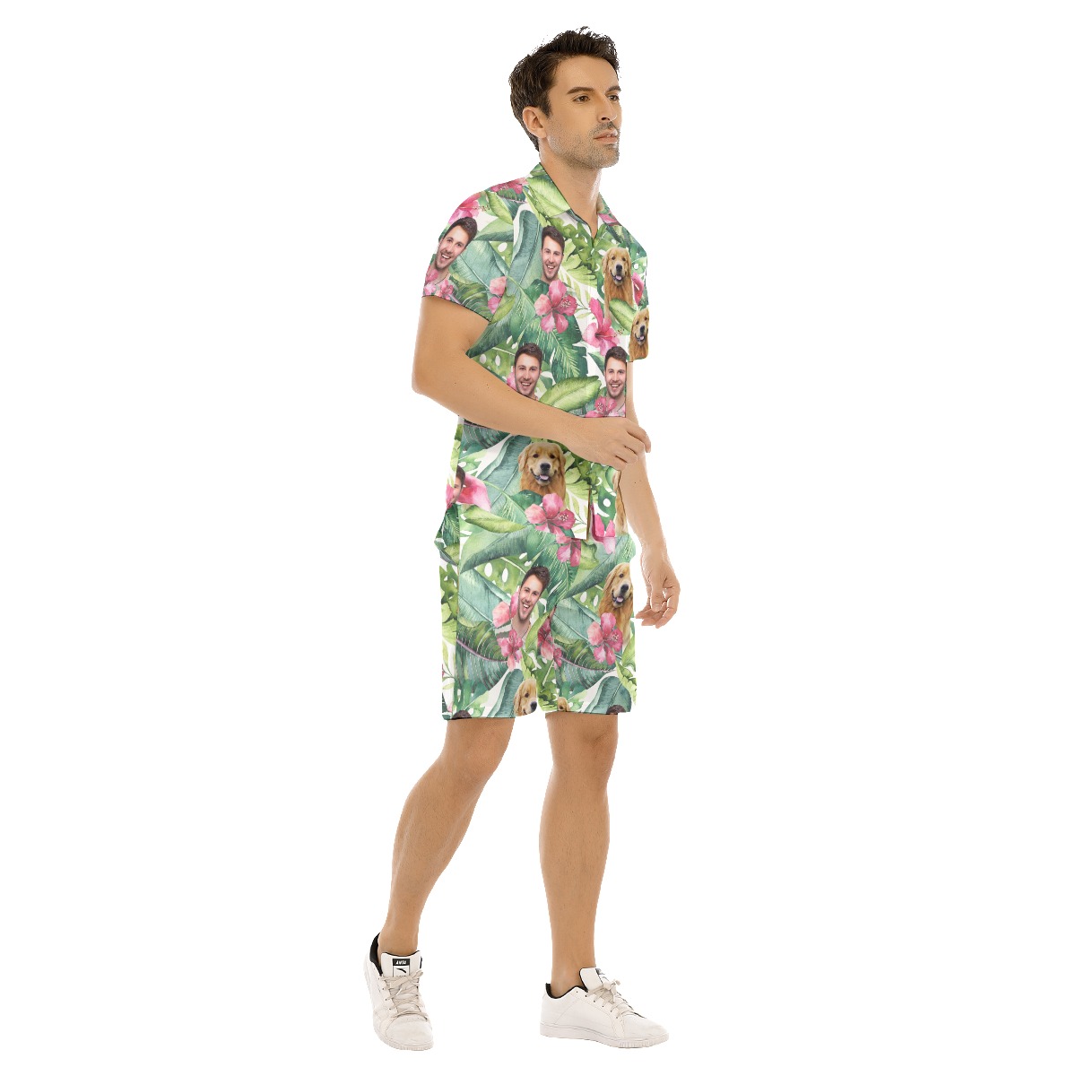 Men's Floral Custom Face Hawaiian Shirt Set