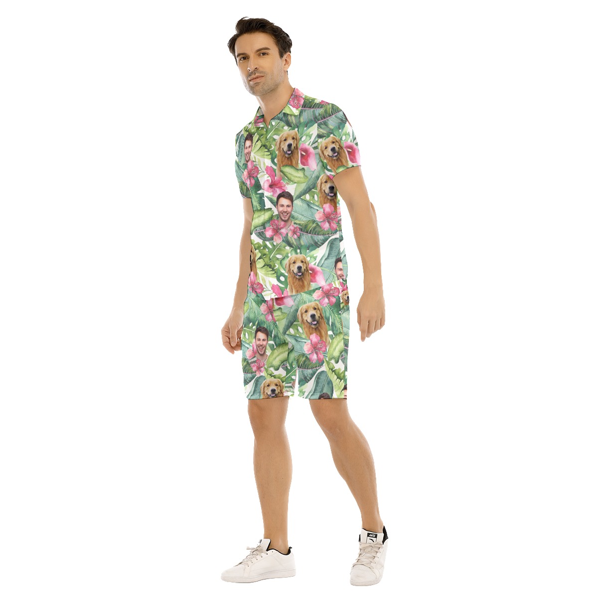 Men's Floral Custom Face Hawaiian Shirt Set