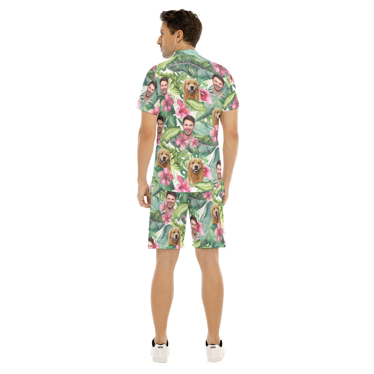 Men's Floral Custom Face Hawaiian Shirt Set