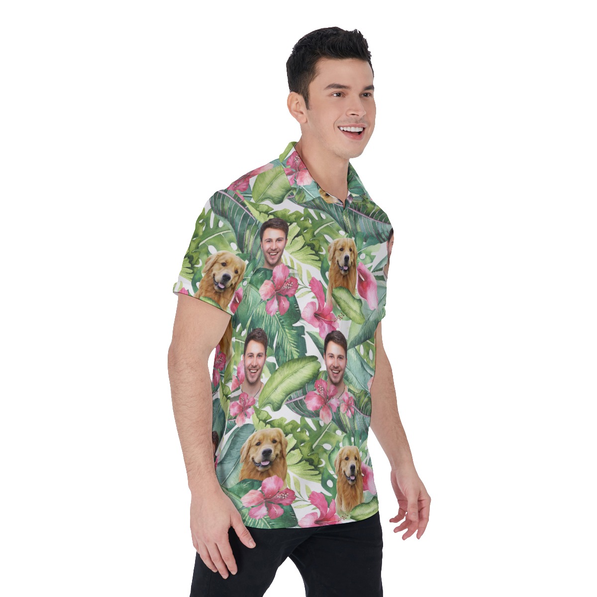 Floral Custom Face Polo Hawaiian Shirt For Men