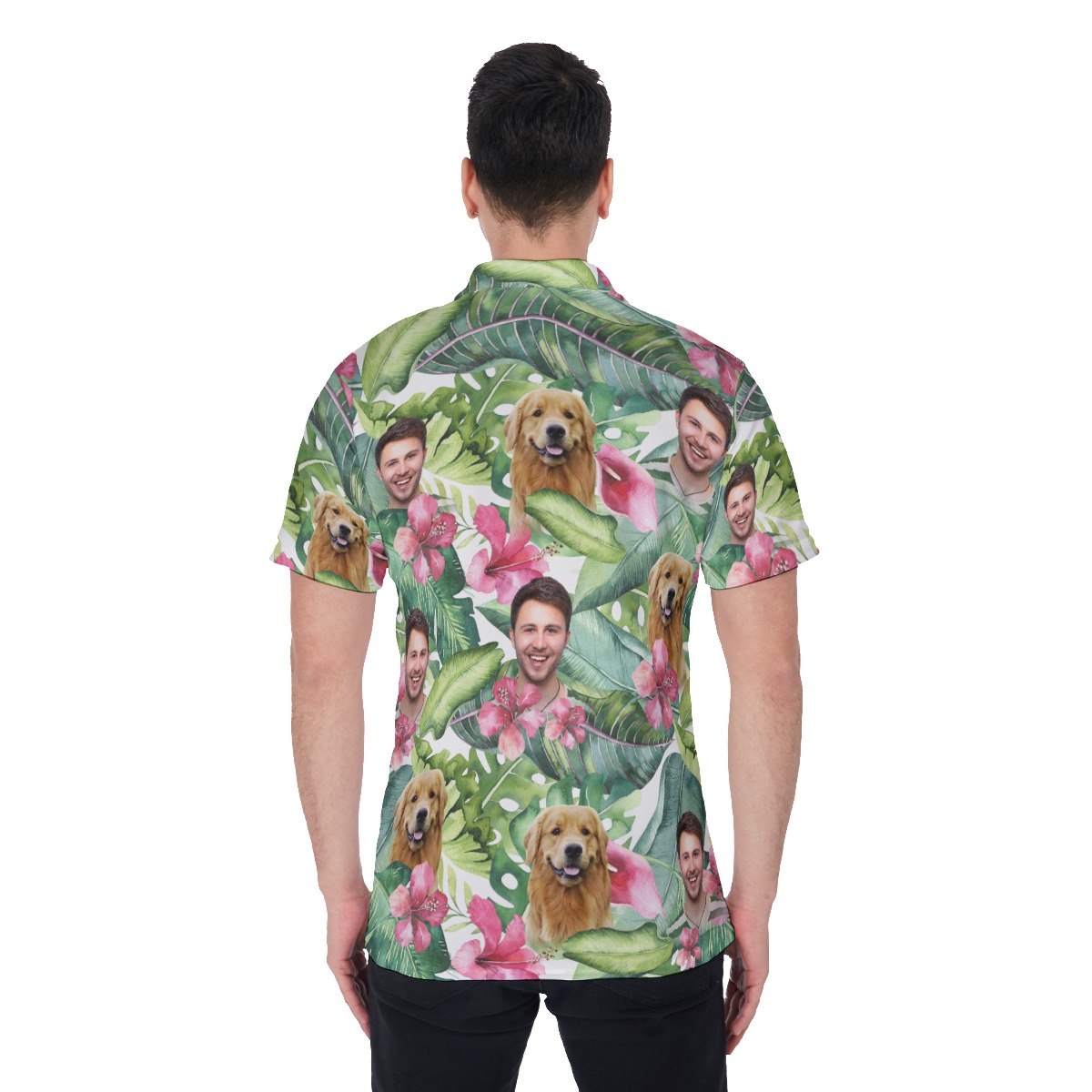 Floral Custom Face Polo Hawaiian Shirt For Men
