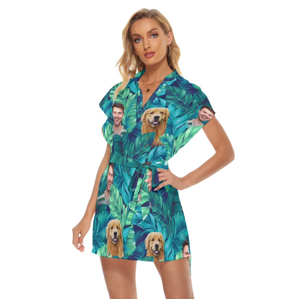 Women's Tropical Customize Hawaiian Dress With Belt