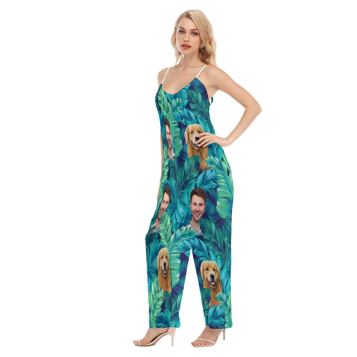 Custom Face Tropical Women's Hawaiian Jumpsuit