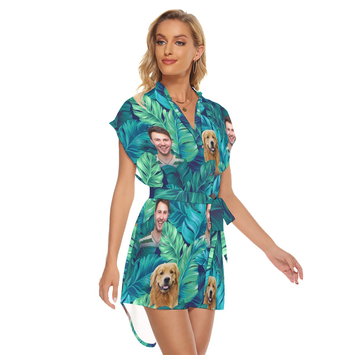 Women's Tropical Customize Hawaiian Dress With Belt