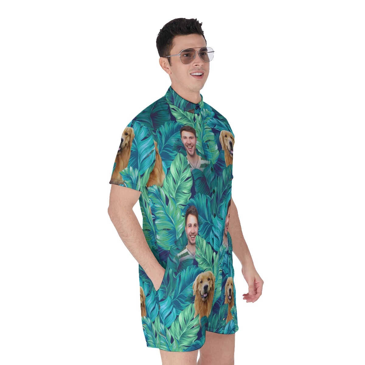 Tropical Custom Face Hawaiian Romper For Men