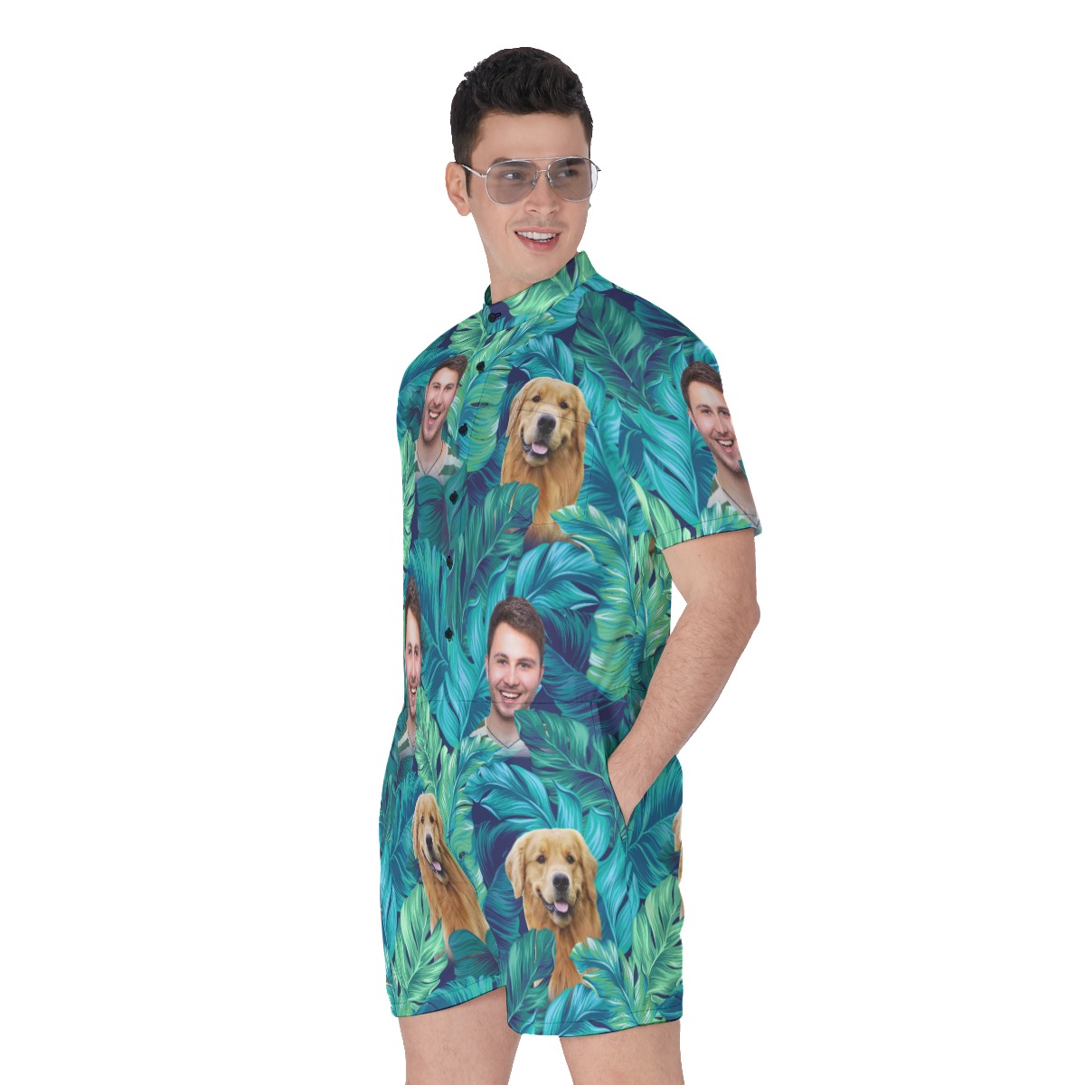 Tropical Custom Face Hawaiian Romper For Men