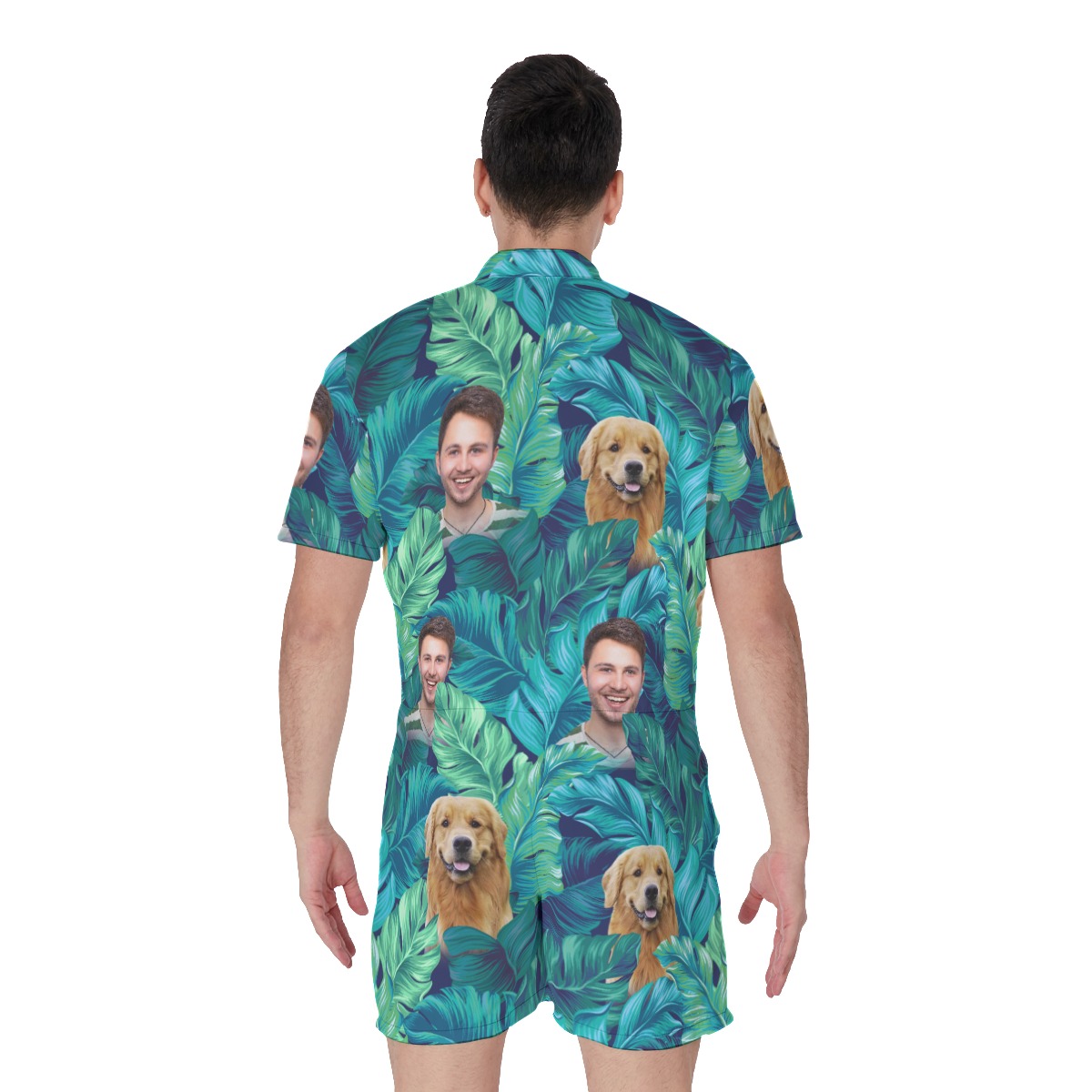 Tropical Custom Face Hawaiian Romper For Men