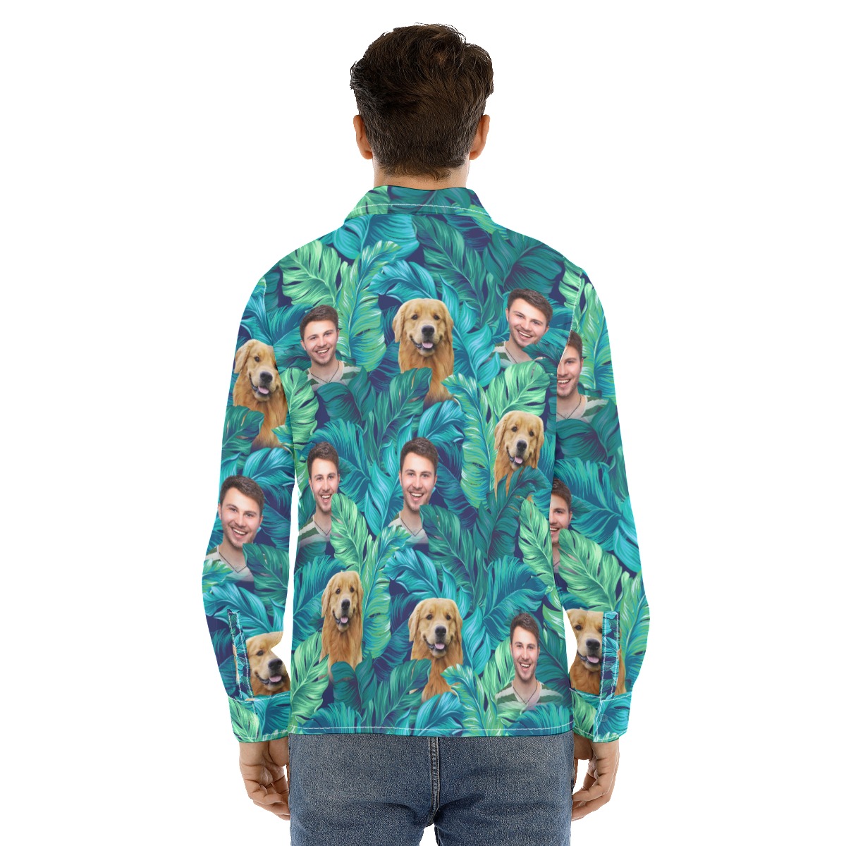 Men's Custom Face Tropical Man Long Sleeve Hawaiian Shirt