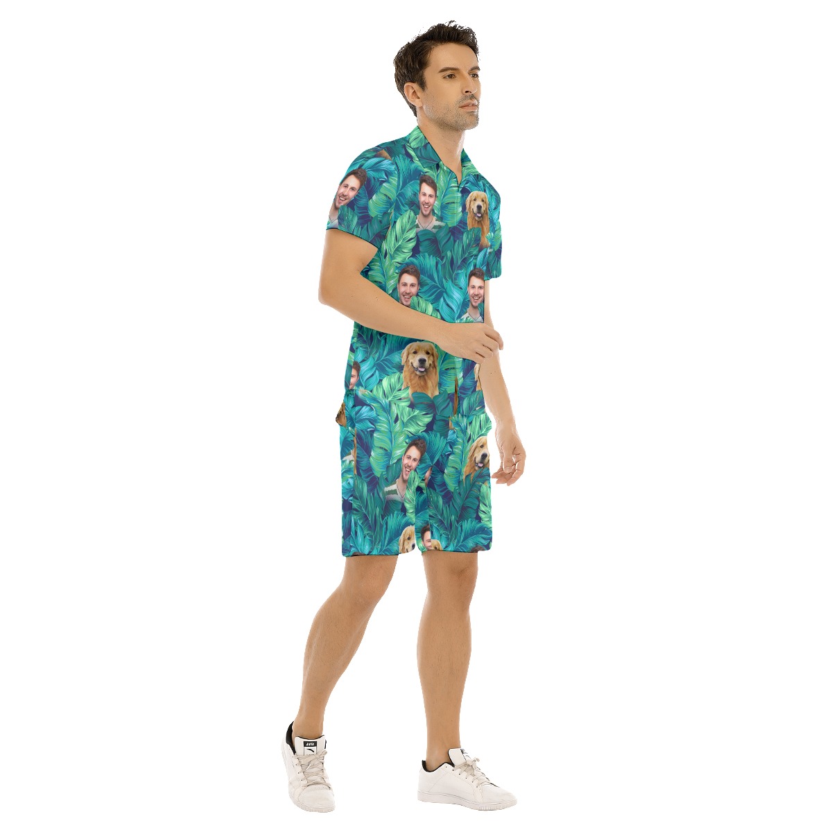 Men's Tropical Custom Face Hawaiian Shirt Set