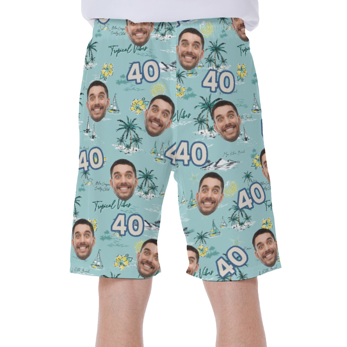 Custom Face Birthday Tropical Blue Hawaiian Swimwear For Summer