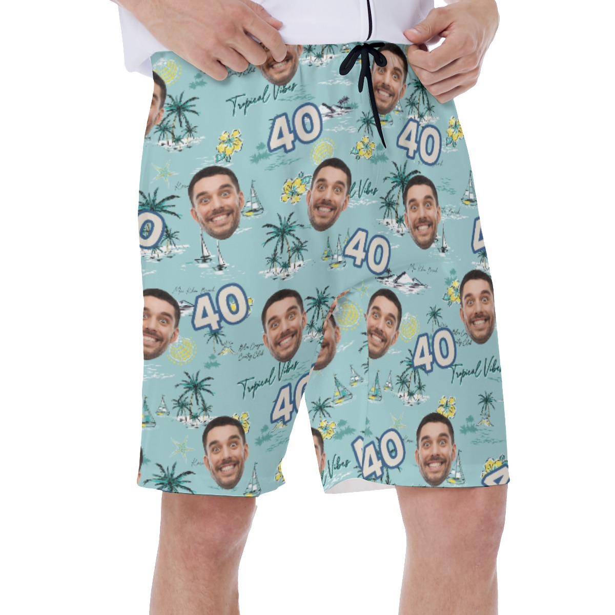 Custom Face Birthday Tropical Blue Hawaiian Swimwear For Summer