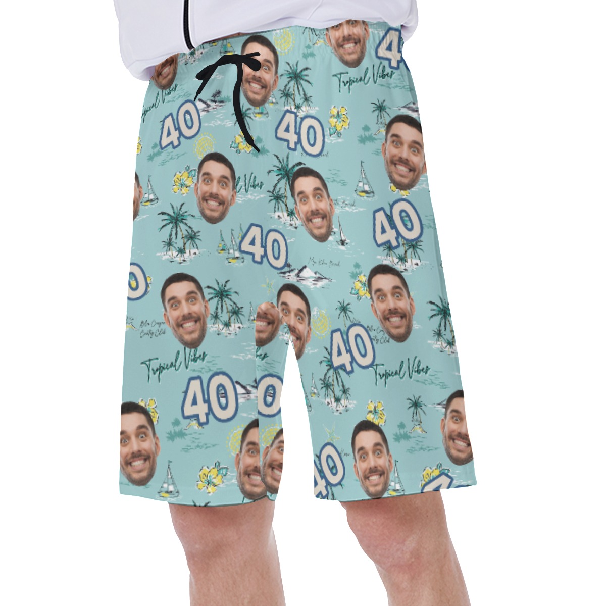 Custom Face Birthday Tropical Blue Hawaiian Swimwear For Summer