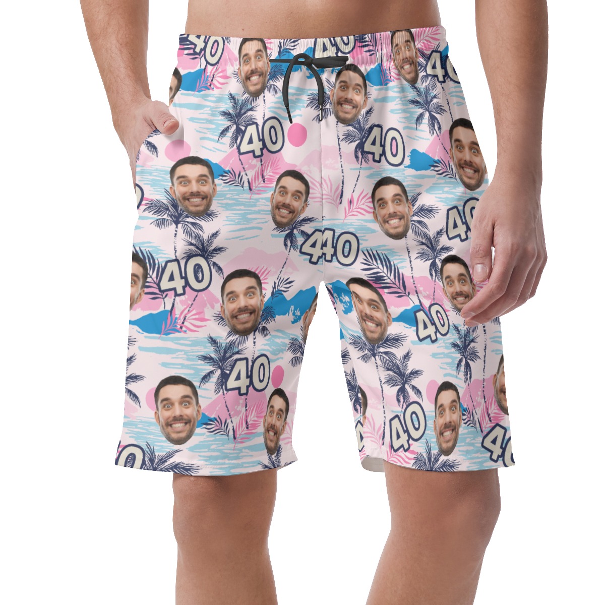 Tropical Custom Face And Age Birthday Hawaiian Summer Shorts For Men - variant image 1