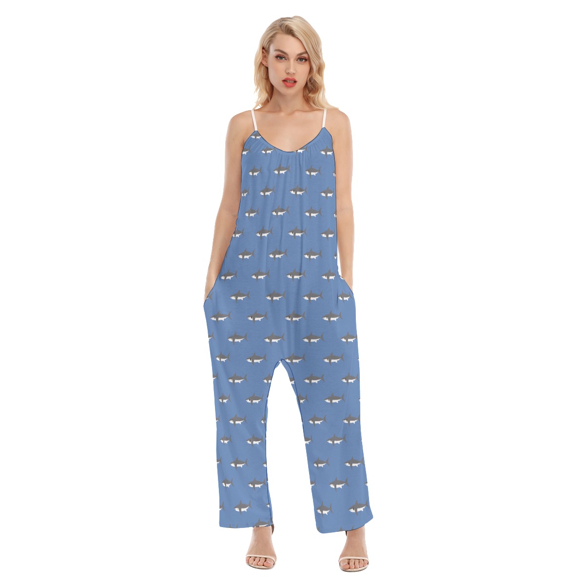 Women's Mommy Shark Hawaiian Jumpsuit - variant image 1