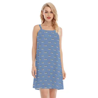 Mommy Shark Blue Hawaiian Dress
