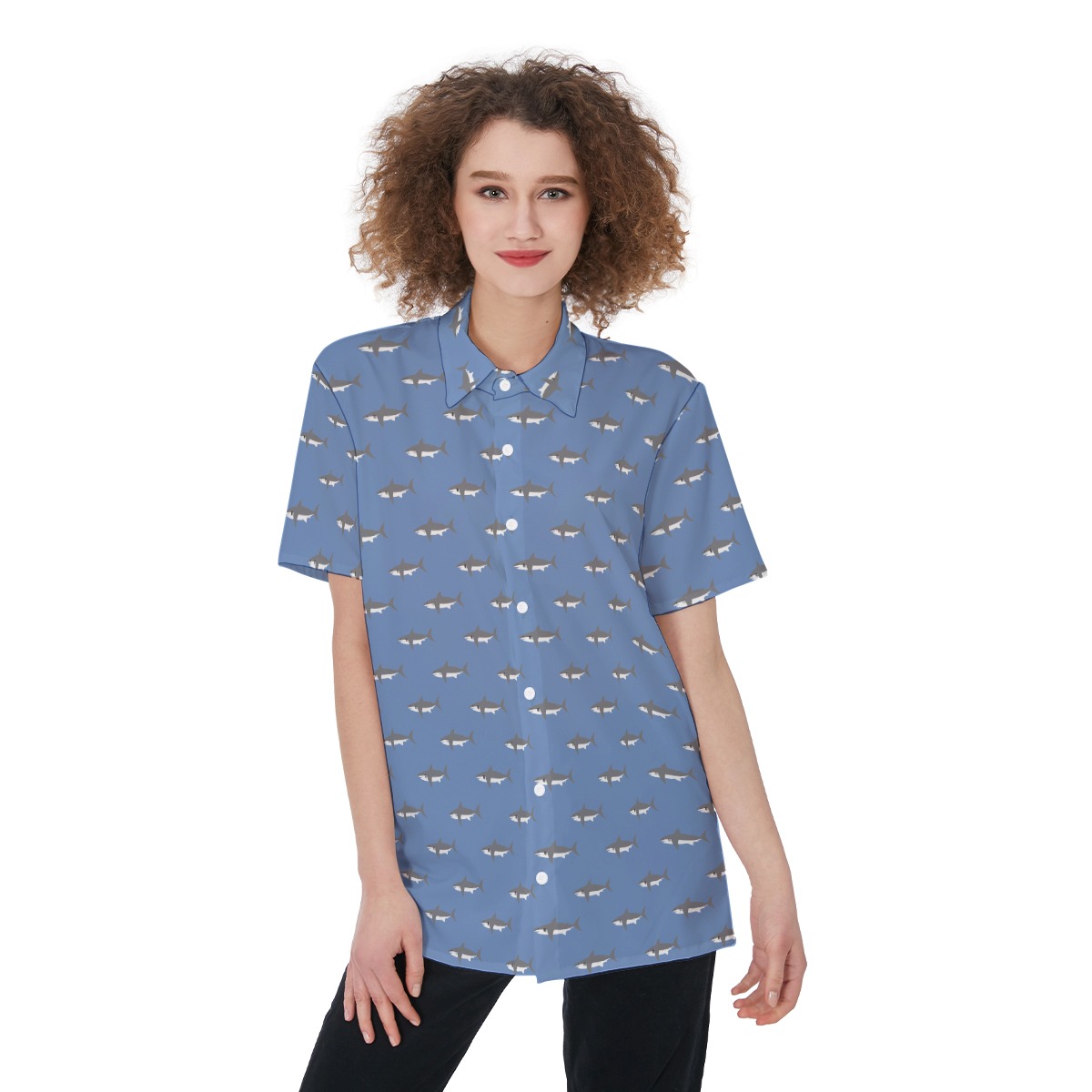 Women's Mommy Shark Hawaiian Shirt - variant image 1