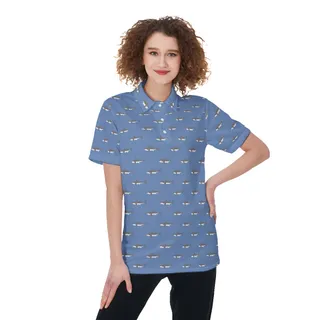 Women's Mommy Shark Polo Hawaiian Shirt