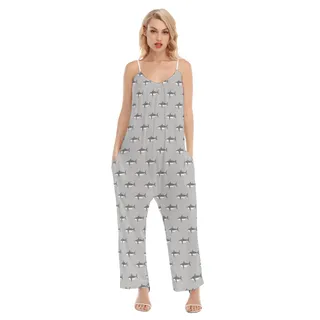 Mommy Shark Gray Hawaiian Jumpsuit For Women