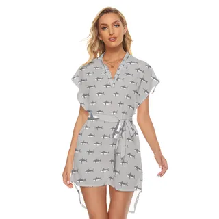 Mommy Shark Gray Hawaiian Dress With Tie
