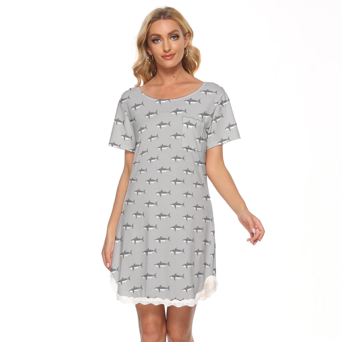 Mommy Shark Gray Hawaiian Dress With Lace - variant image 1