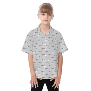Baby Shark Gray Hawaiian Shirt For Kids