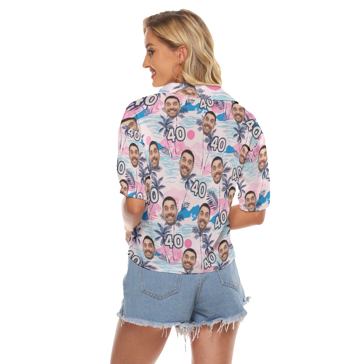 Funny Customized Birthday Tropical Aloha Crop Top Shirt With Face