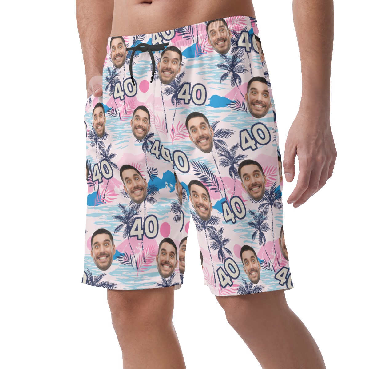 Tropical Custom Face And Age Birthday Hawaiian Summer Shorts For Men