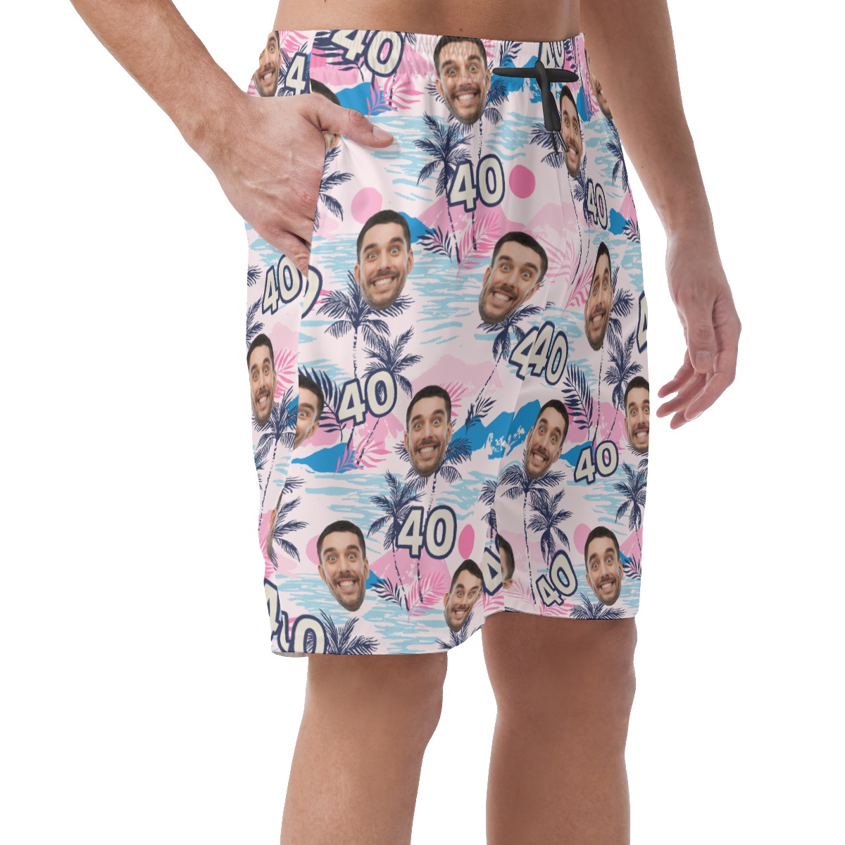 Tropical Custom Face And Age Birthday Hawaiian Summer Shorts For Men