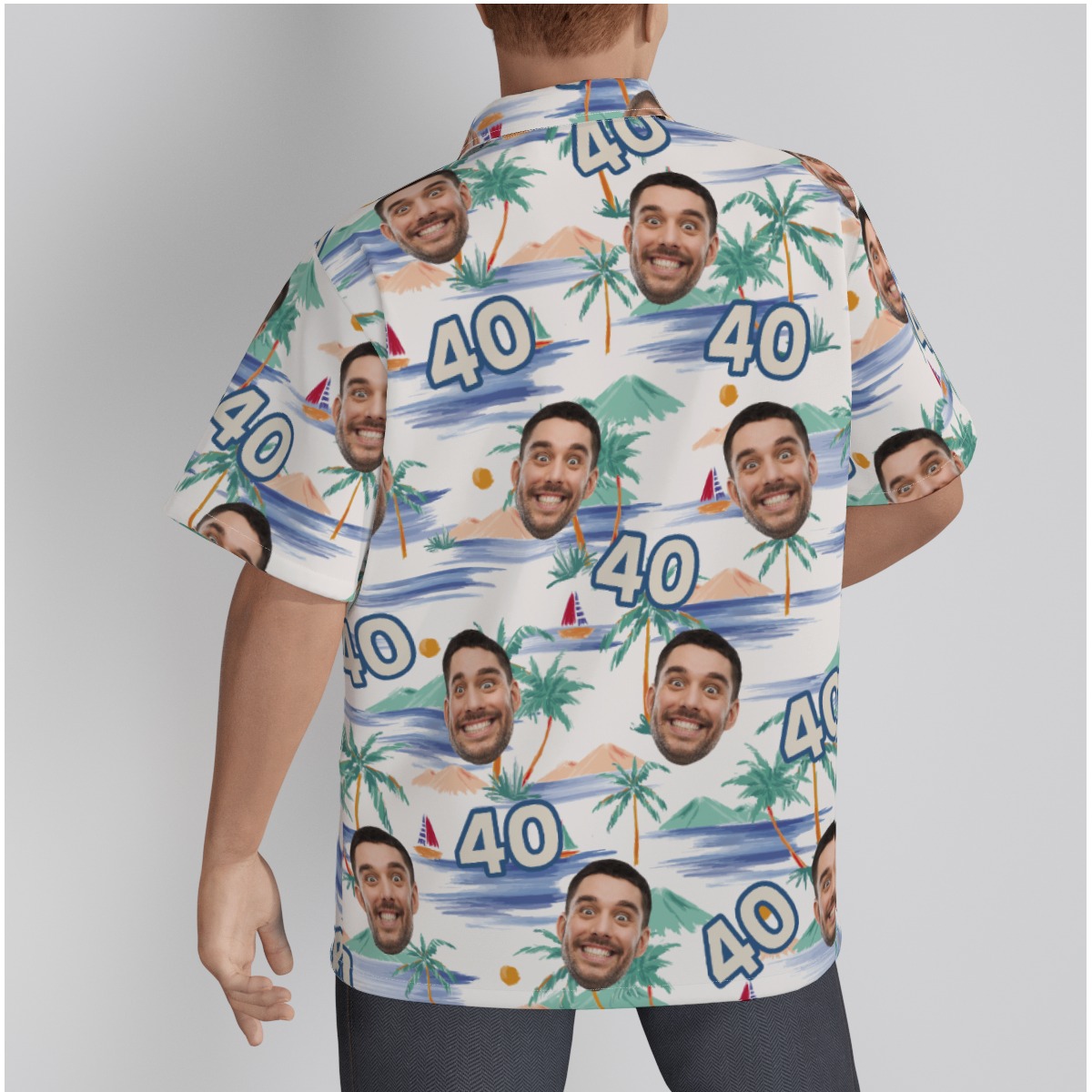 Tropical Palm Tree Custom Face Birthday Hawaiian Shirt For Men
