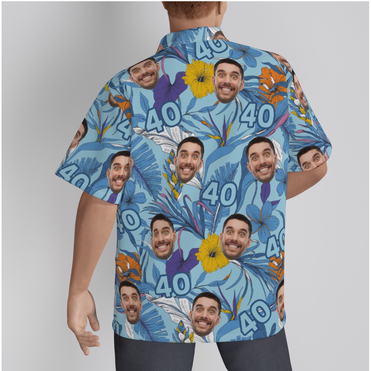 Tropical Custom Face Birthday Blue Hawaiian Shirt