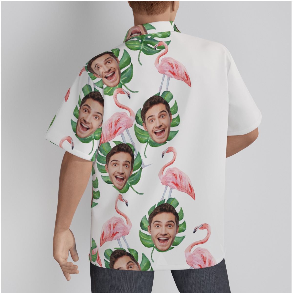 Custom Face Tropical Flamingo Hawaiian Shirt For Men