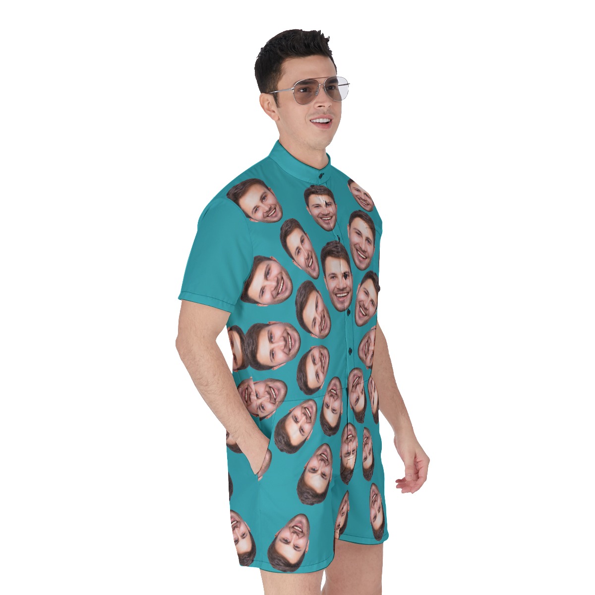 Funny Custom Multiple Faces Men's Hawaiian Romper