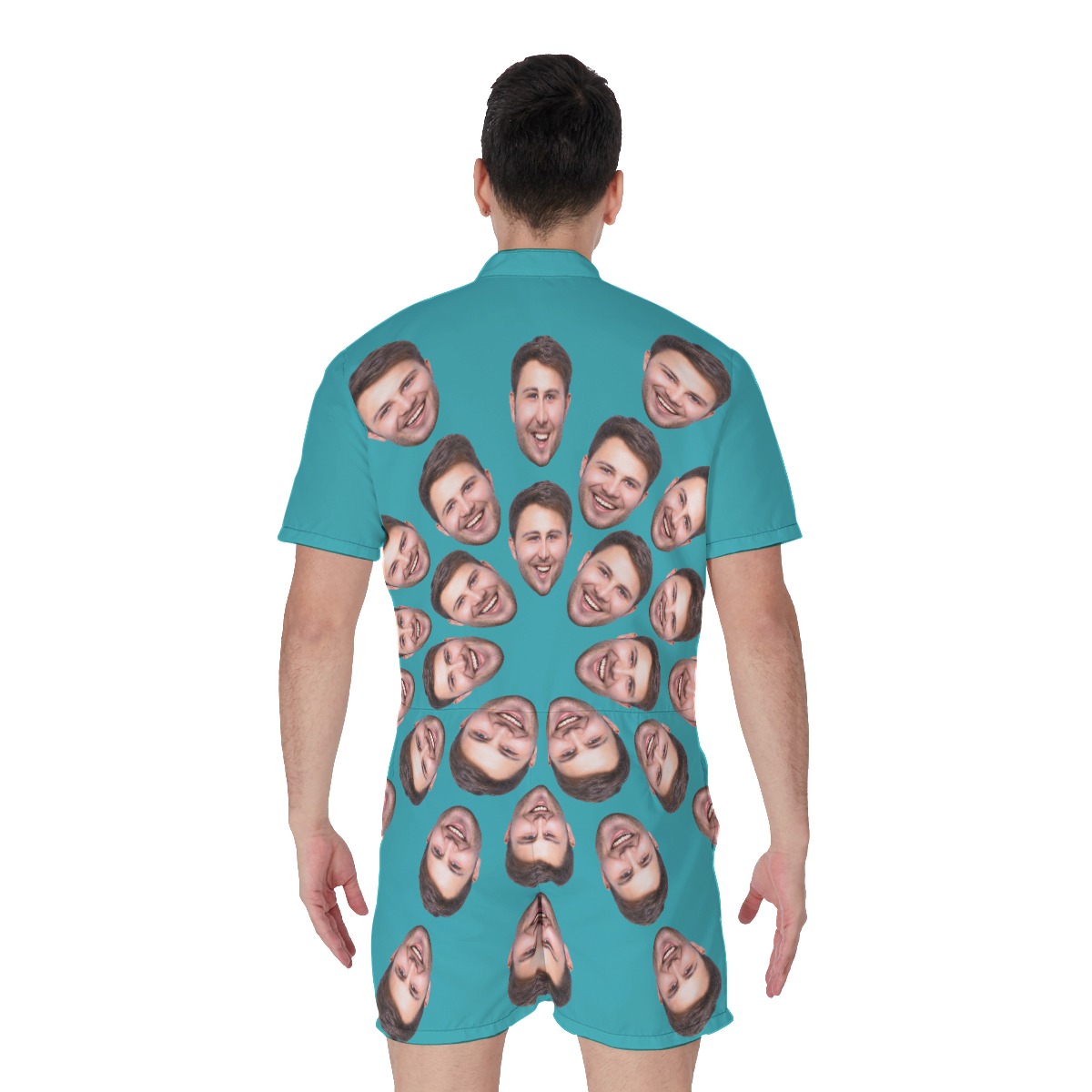Funny Custom Multiple Faces Men's Hawaiian Romper