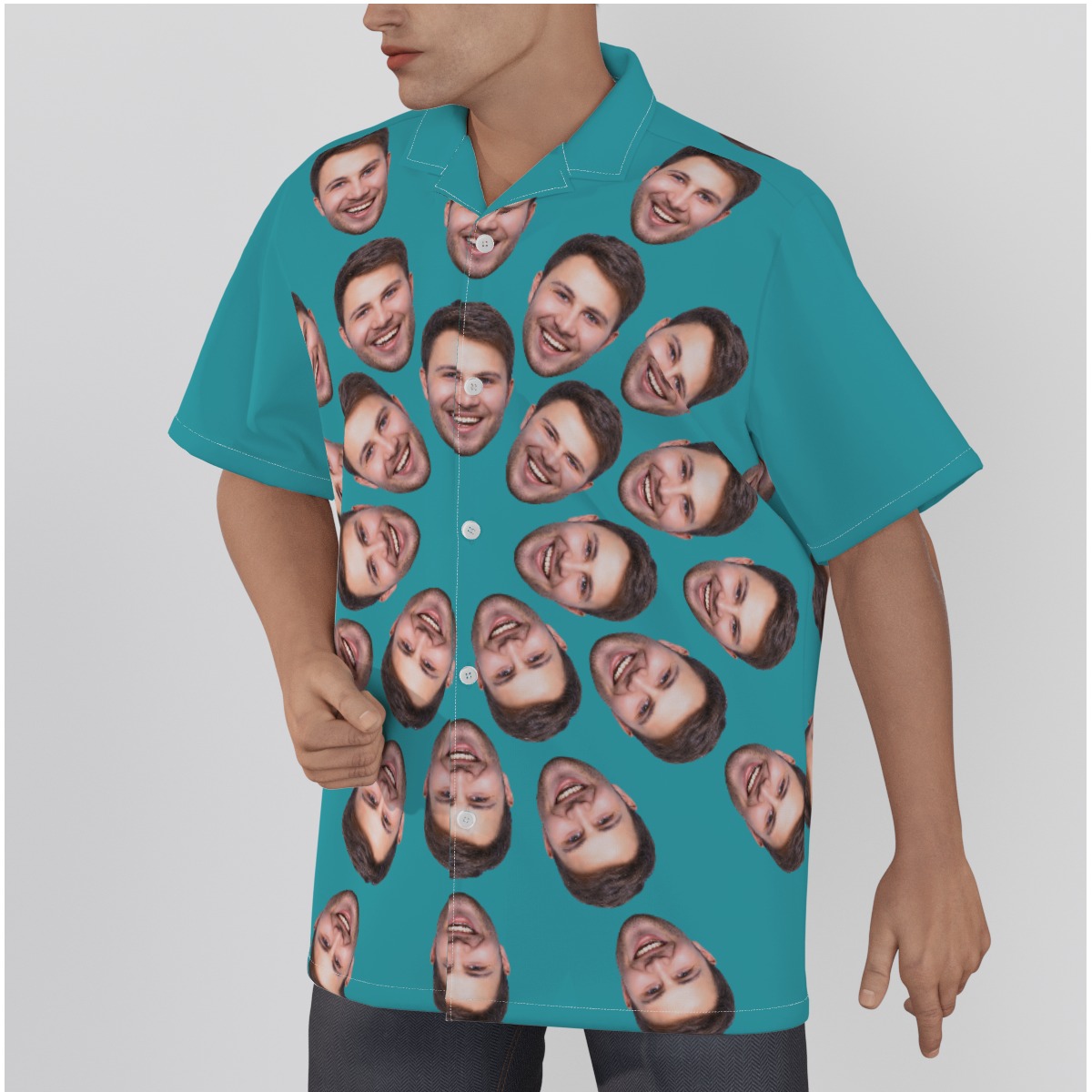 Funny Custom Multiple Faces Men's Hawaiian Shirt