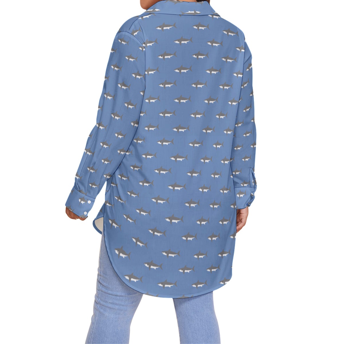 Women's Mommy Shark Oversized Hawaiian Shirt