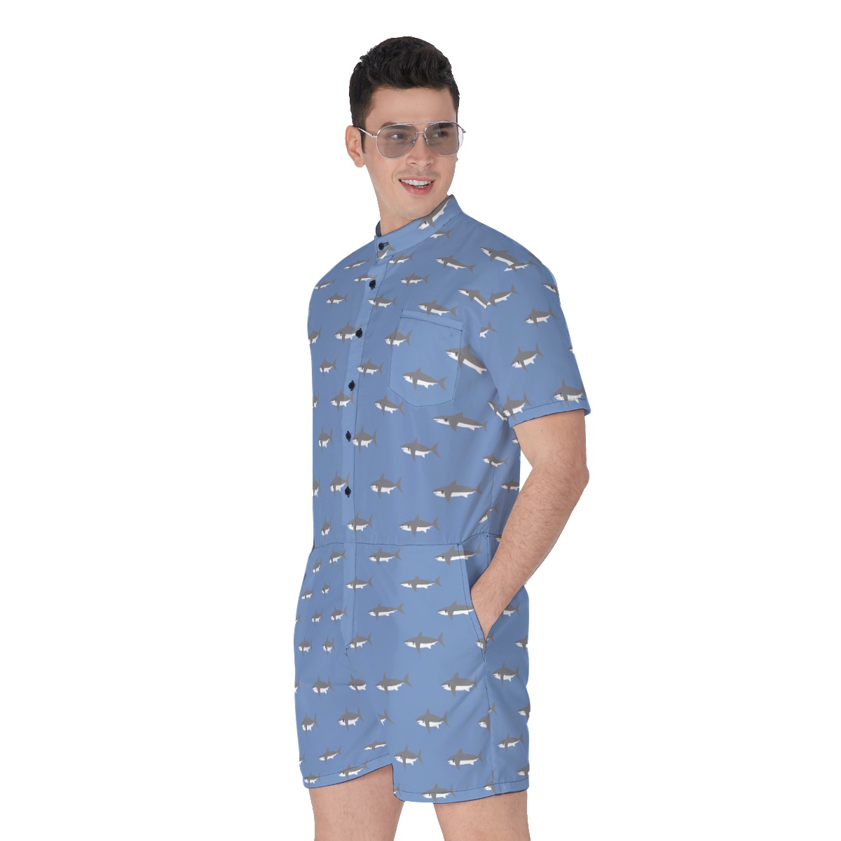Daddy Shark Hawaiian Romper For Men