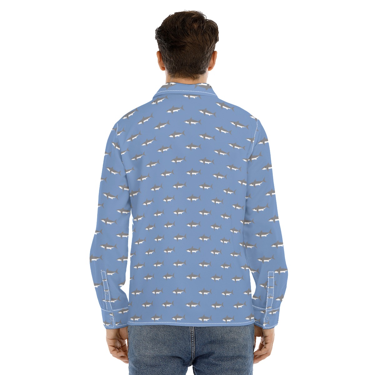 Men's Daddy Shark Long Sleeve Hawaiian Shirt