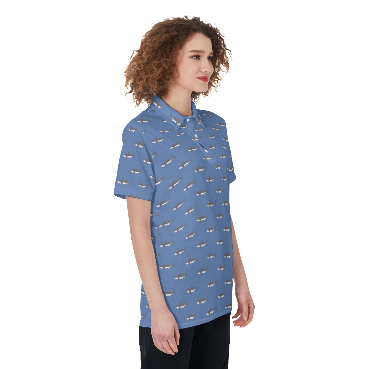 Women's Mommy Shark Polo Hawaiian Shirt