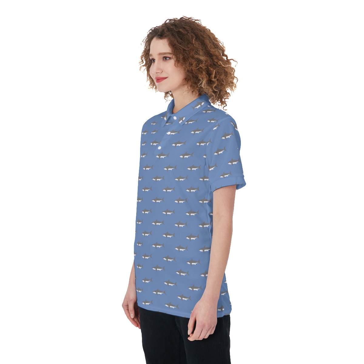 Women's Mommy Shark Polo Hawaiian Shirt