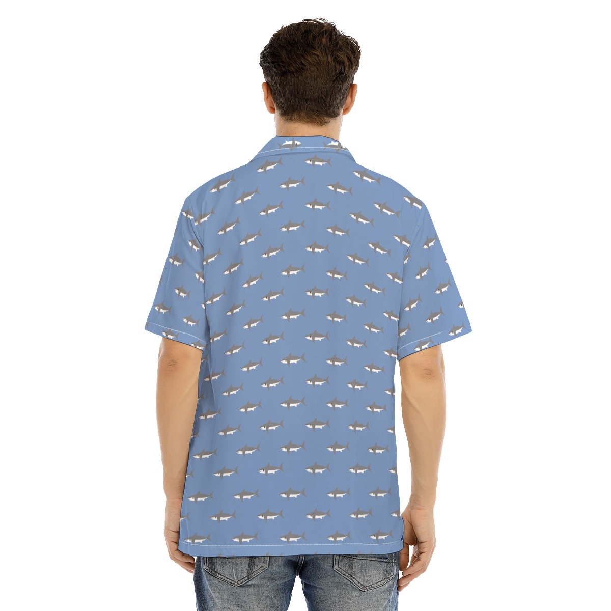 Men's Daddy Shark Blue Hawaiian Shirt
