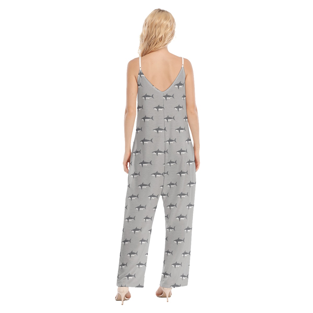 Mommy Shark Gray Hawaiian Jumpsuit For Women