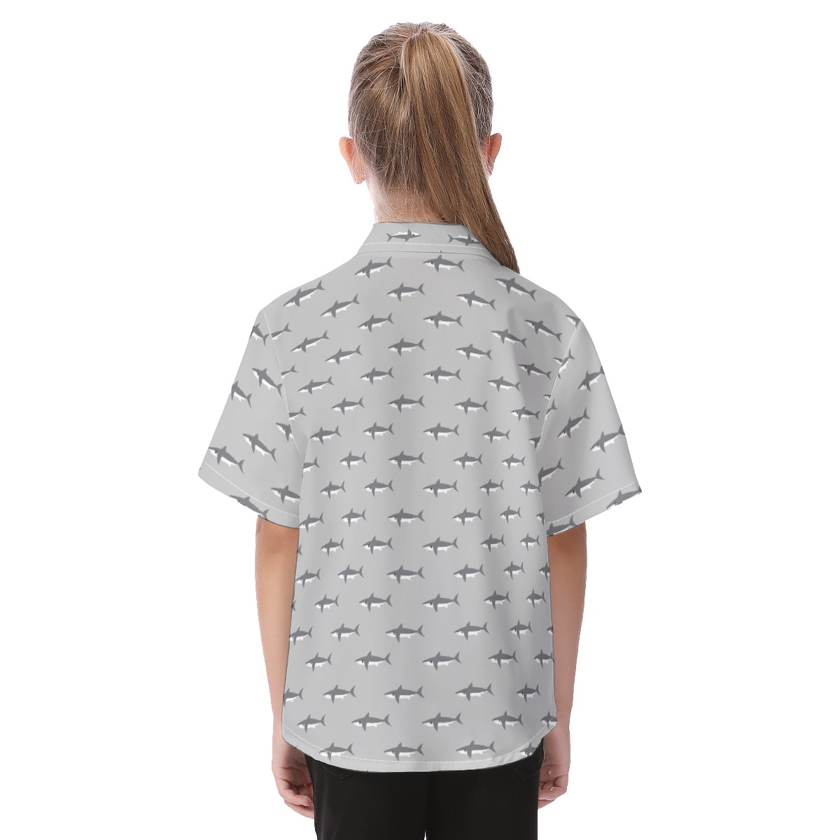 Baby Shark Gray Hawaiian Shirt For Kids