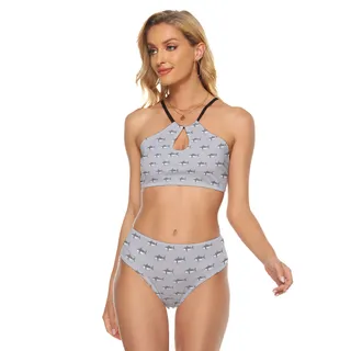 Mommy Shark Gray Hawaiian Two-piece Swimsuit For Women