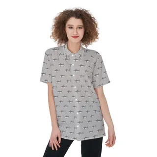 Mommy Shark Gray Hawaiian Shirt For Women